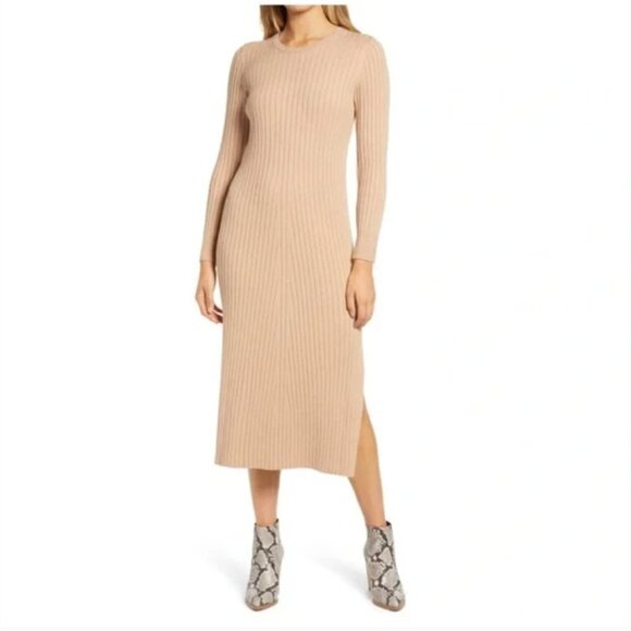 WAYF Dress Dede and Emily BFF Camel Sweater Dress NWT Medium - Picture 3 of 7